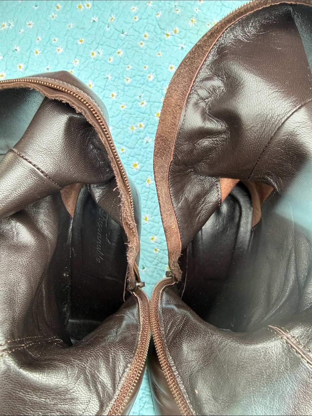 Faconnable Dark Brown Tall Pointed-Toe Leather Knee Boots with Tassel - Picture 5 of 11